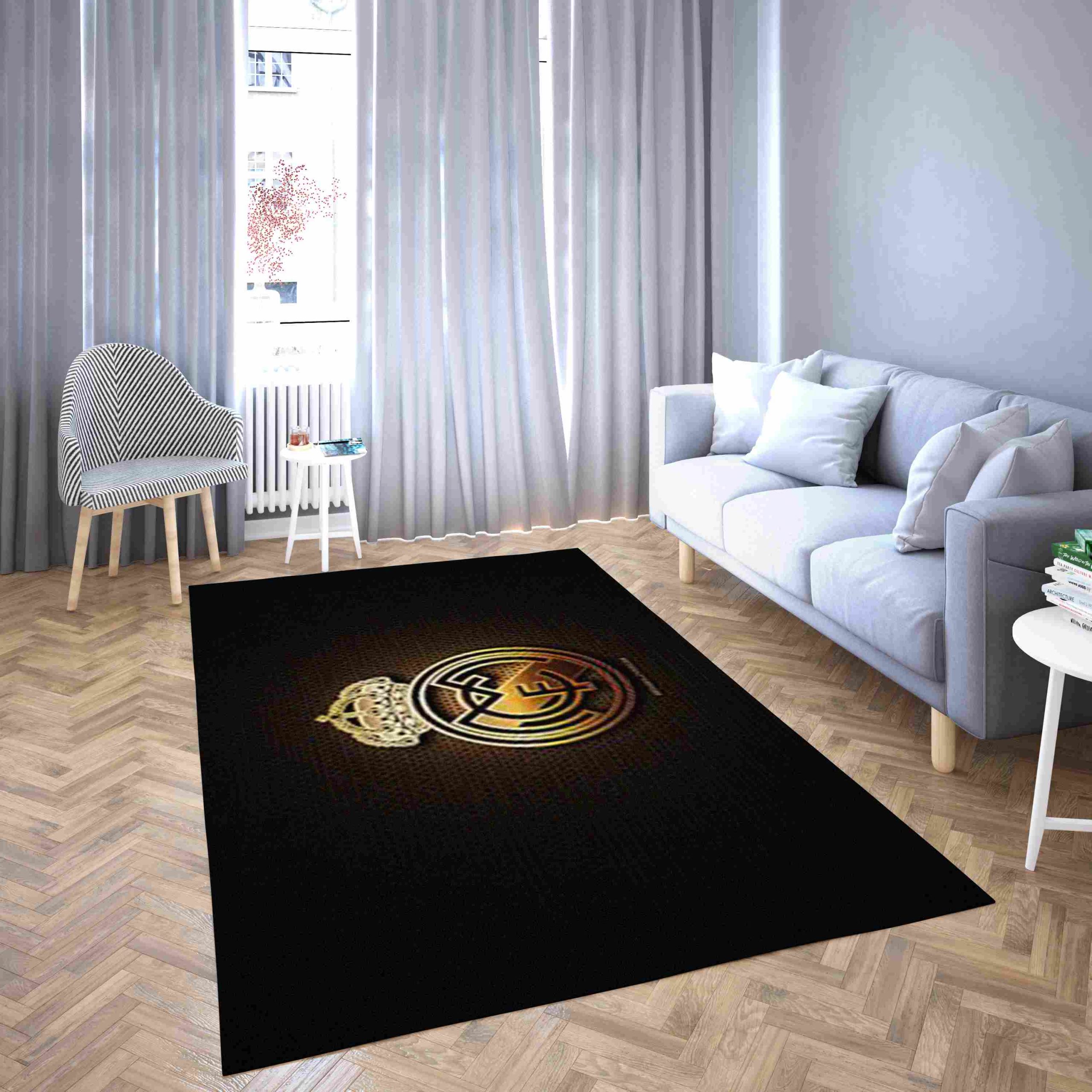 Real Madrid Gold Football Club Carpet Living Room Rugs