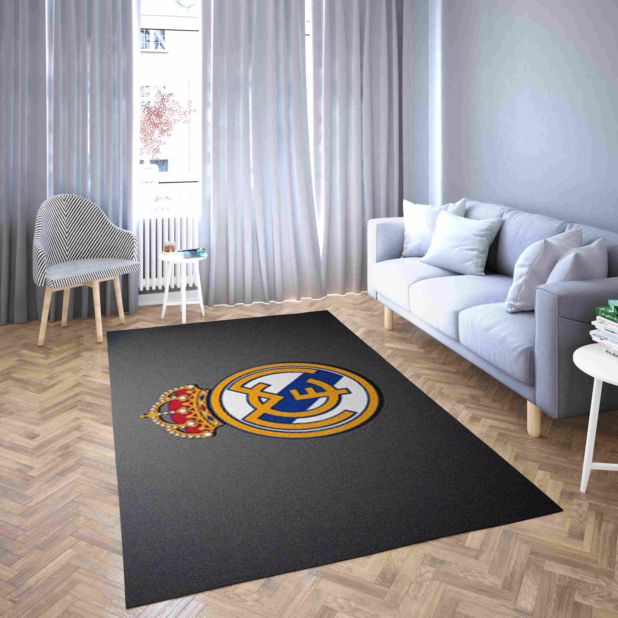 Real Madrid Gray Football Club Carpet Living Room Rugs