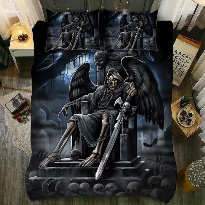 Reaper By Night Skull 1 Duvet Cover and Pillowcase Set Bedding Set