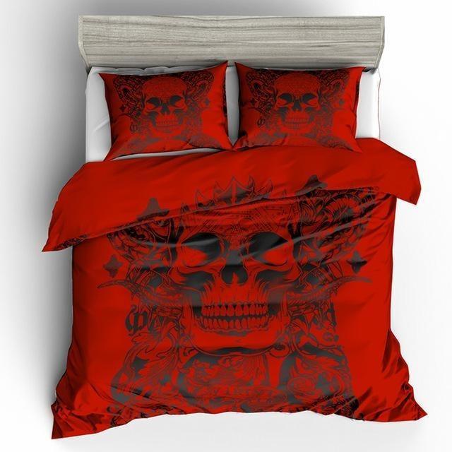 Red Black Sugar Duvet Cover and Pillowcase Set Bedding Set