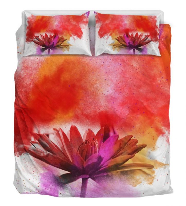 Red Flower Duver Duvet Cover and Pillowcase Set Bedding Set