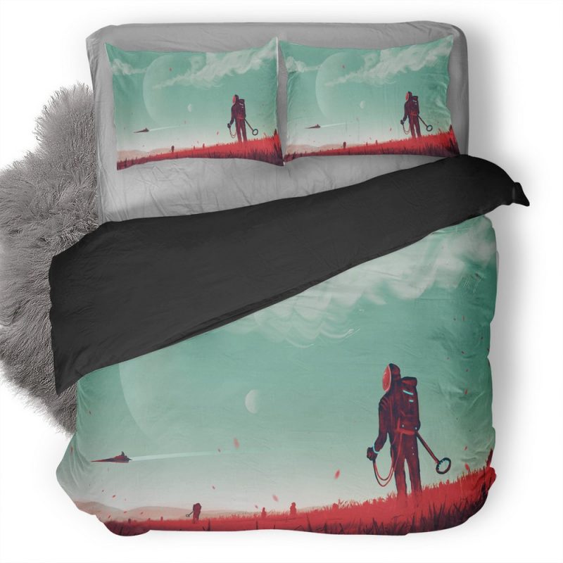 Red Grass Digital Painting Concept Art Tm Duvet Cover and Pillowcase Set Bedding Set