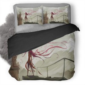 Red Hairs Long Fictional Digital Art Bordeaux M2 Duvet Cover and Pillowcase Set Bedding Set