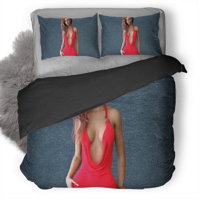 Red Hot Dress Girl Cgi Fj Duvet Cover and Pillowcase Set Bedding Set