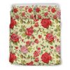 Red Pink Rose Floral Pattern Print Duvet Cover and Pillowcase Set Bedding Set