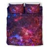 Red Purple Nebula Galaxy Space Print Duvet Cover and Pillowcase Set Bedding Set