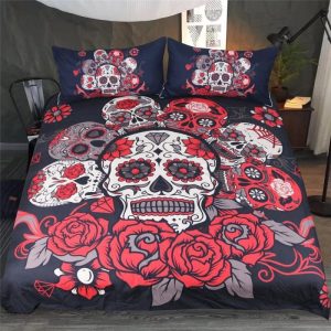 Red Rose Printing Duvet Cover and Pillowcase Set Bedding Set