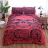 Red Skull Printed Duvet Cover and Pillowcase Set Bedding Set