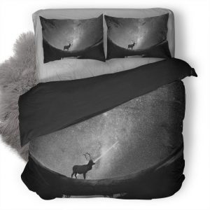 Reindeer Shooting Star 45 Duvet Cover and Pillowcase Set Bedding Set