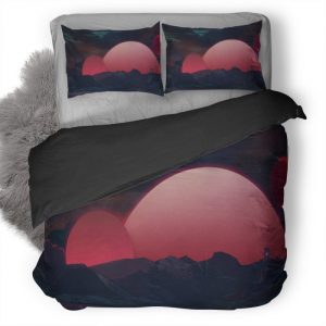 Retrowave Abstract L1 Duvet Cover and Pillowcase Set Bedding Set