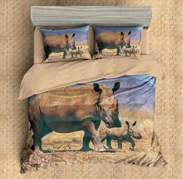 Rhinoceros Duvet Cover and Pillowcase Set Bedding Set