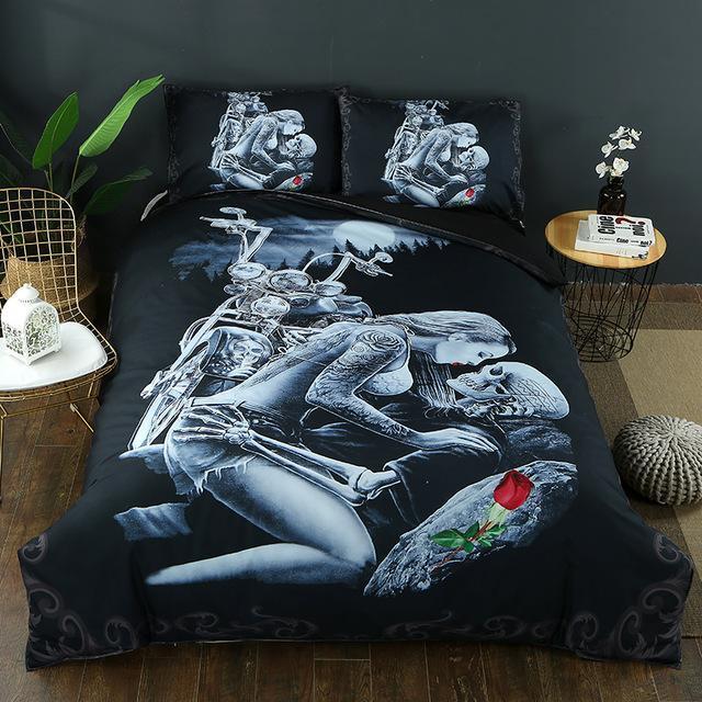 Ride Die Halley Motorcycle Duvet Cover and Pillowcase Set Bedding Set