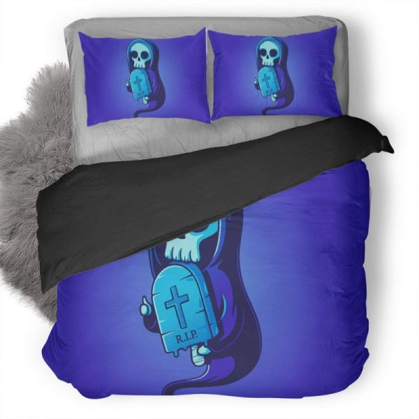 Rip Skull Illustration J9 Duvet Cover and Pillowcase Set Bedding Set