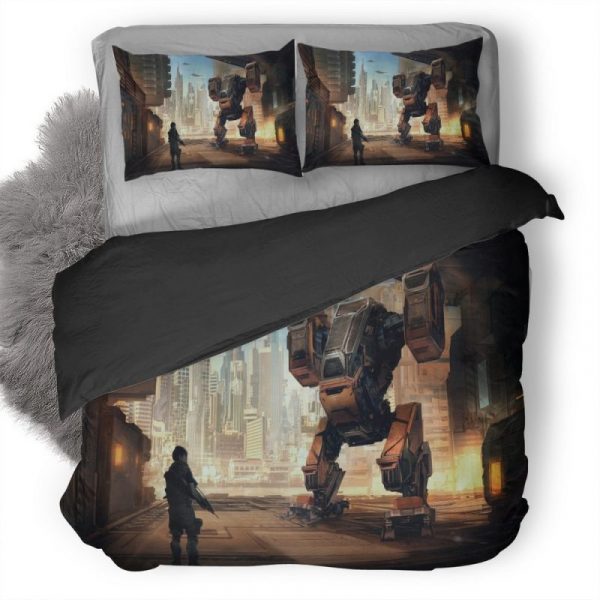 Robot Science Fiction Scifi Art Iy Duvet Cover and Pillowcase Set Bedding Set