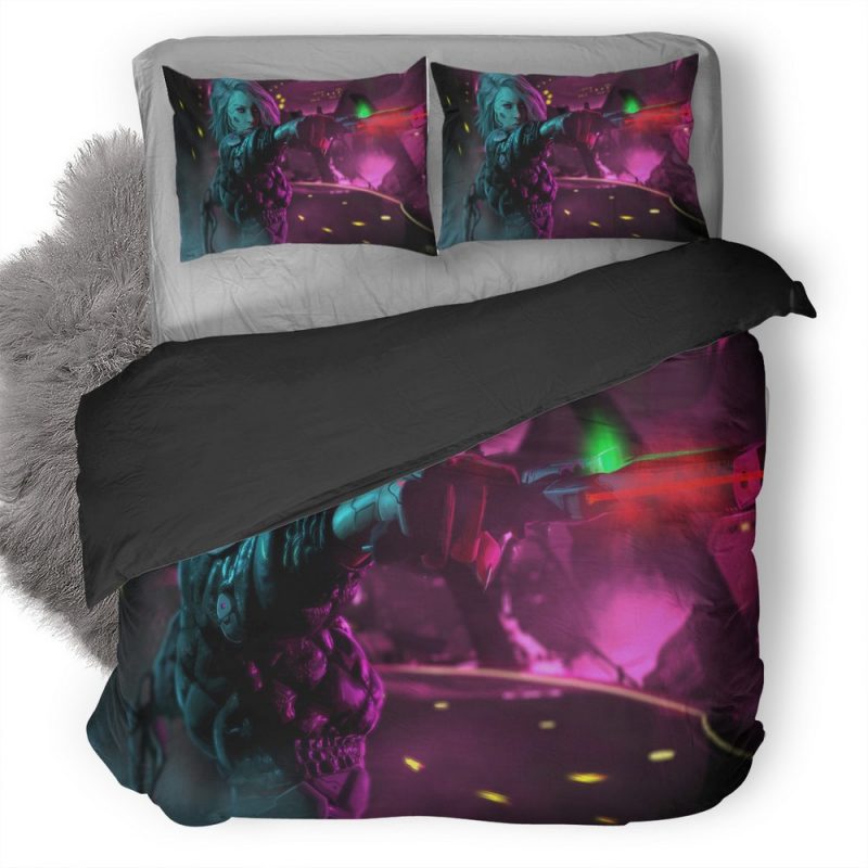 Robotic Girl With Gun Oh Duvet Cover and Pillowcase Set Bedding Set