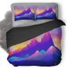 Rock Mountains Landscape Colorful Illustration Minimalist Rz Duvet Cover and Pillowcase Set Bedding Set