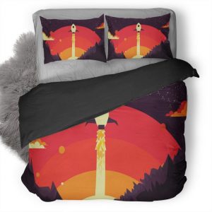 Rocket Launch Vector Artwork N6 Duvet Cover and Pillowcase Set Bedding Set