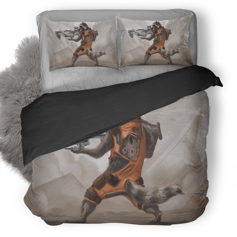 Rocket Raccoon Artwork Do Duvet Cover and Pillowcase Set Bedding Set