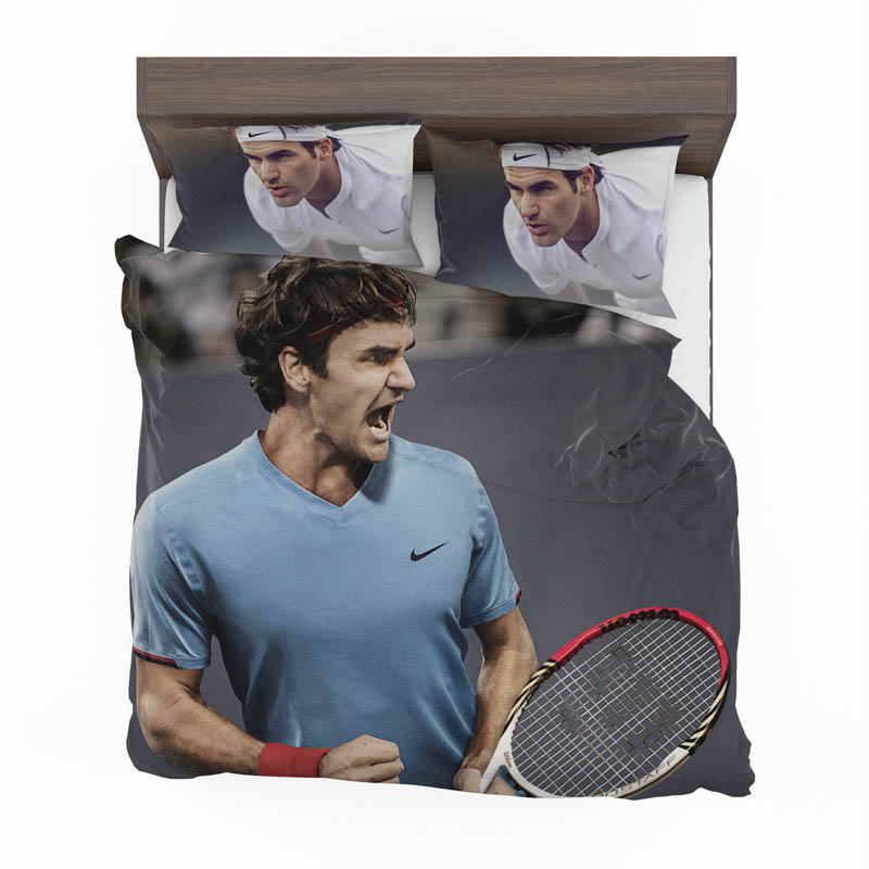 Roger Federer Wimbledon Tennis Duvet Cover and Pillowcase Set Bedding Set