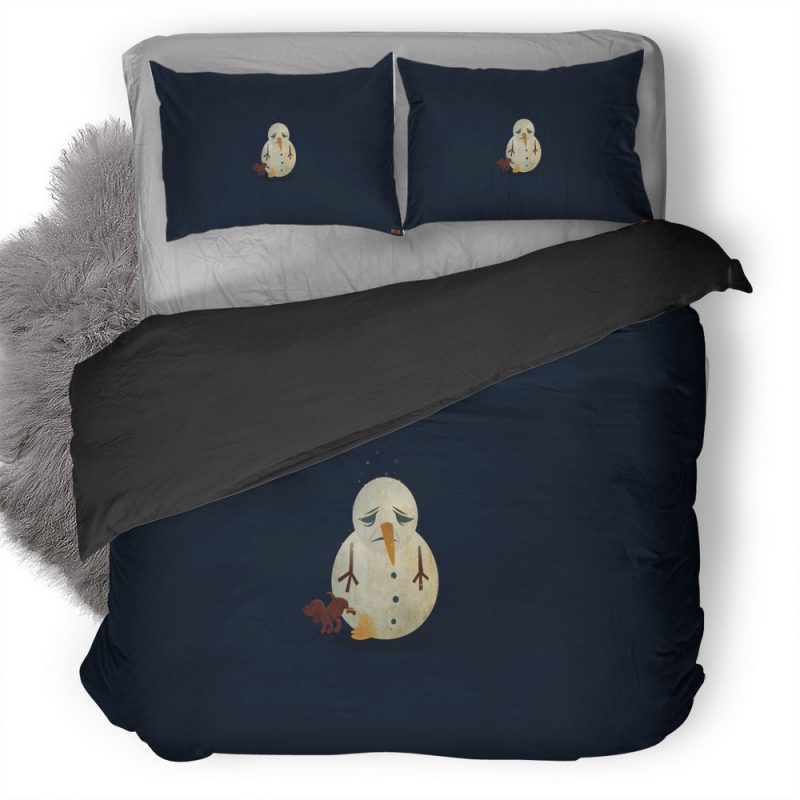 Sad Snow Man Pic Duvet Cover and Pillowcase Set Bedding Set