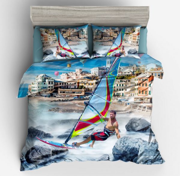 Sailing Boat Duvet Cover and Pillowcase Set Bedding Set