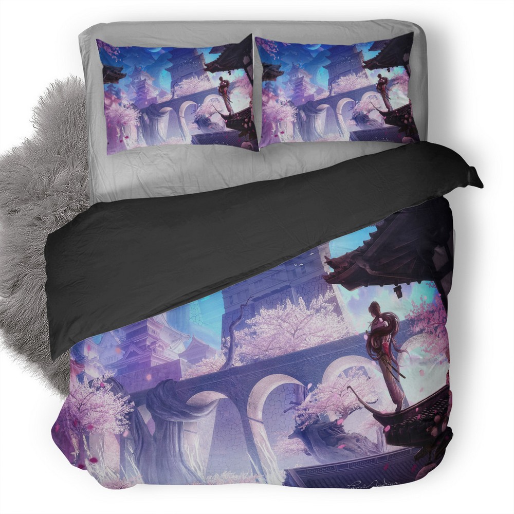 Sakura Castle No Duvet Cover and Pillowcase Set Bedding Set