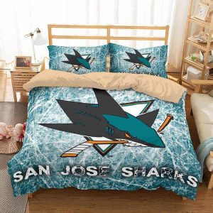 San Jose Sharks Duvet Cover and Pillowcase Set Bedding Set 496