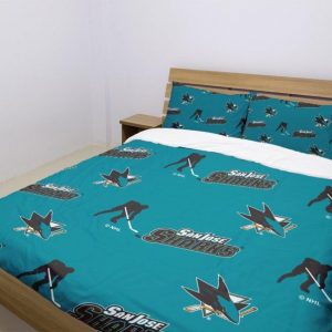 San Jose Sharks Duvet Cover and Pillowcase Set Bedding Set 986