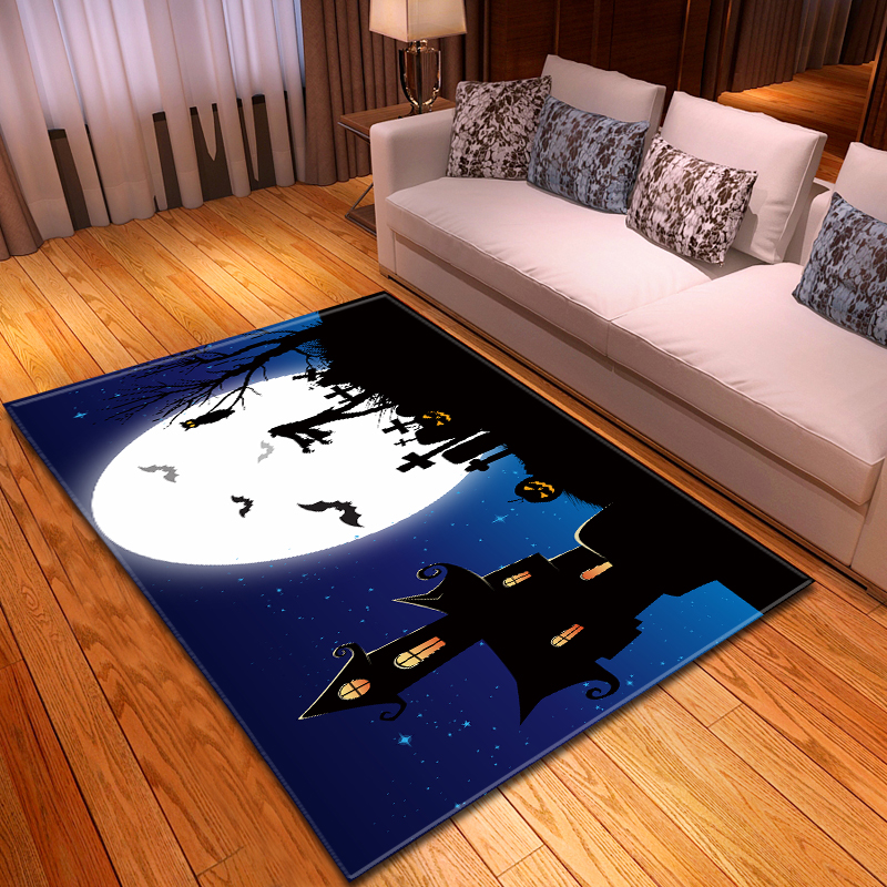 Scarecrow On Halloween Moon Night Carpet Living Room Rugs