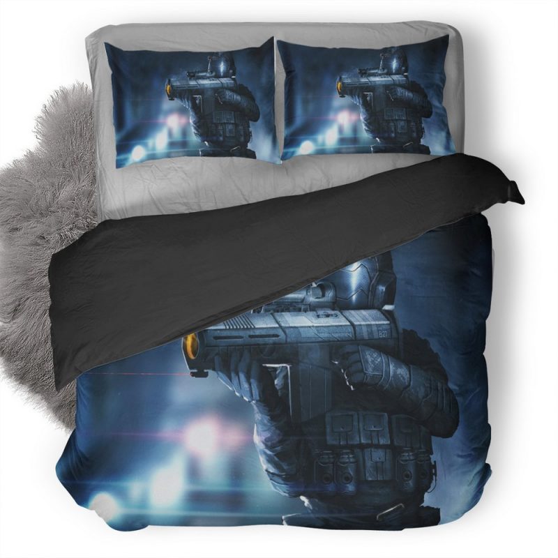 Sci Fi Soldier With Shield 0U Duvet Cover and Pillowcase Set Bedding Set