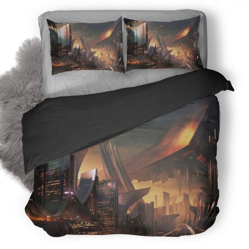 Science Fiction City Hd Qd Duvet Cover and Pillowcase Set Bedding Set