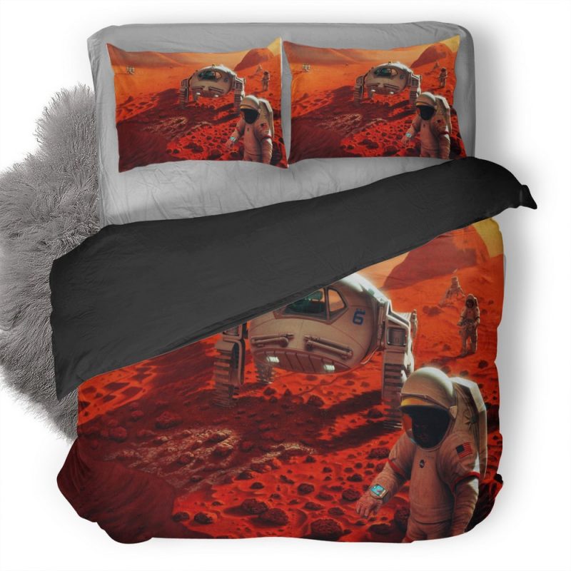 Scifi Astronaut Space Mars Rover Ql Duvet Cover and Pillowcase Set Bedding Set