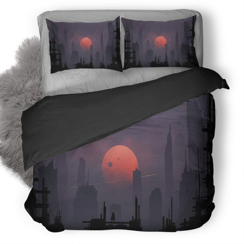 Scifi City Minimalism 5L Duvet Cover and Pillowcase Set Bedding Set