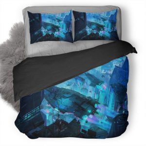 Scifi City Spaceship Bc Duvet Cover and Pillowcase Set Bedding Set
