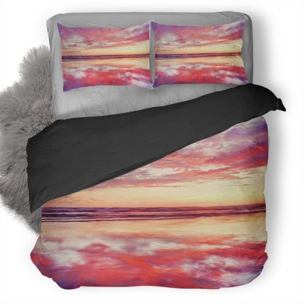 Sea Illustration Artwork Sky Landscape Vy Duvet Cover and Pillowcase Set Bedding Set