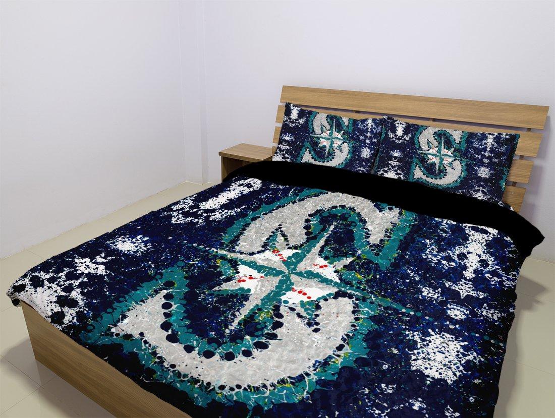 Seattle Mariners Duvet Cover and Pillowcase Set Bedding Set 1018