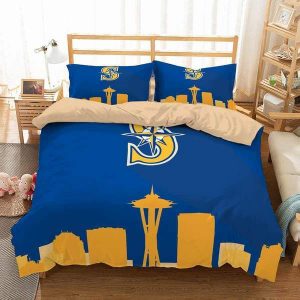 Seattle Mariners Duvet Cover and Pillowcase Set Bedding Set 495