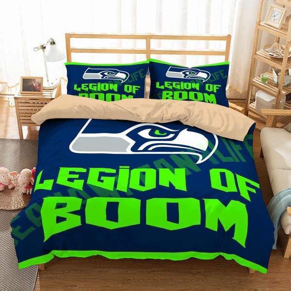 Seattle Seahawks Duvet Cover and Pillowcase Set Bedding Set 491