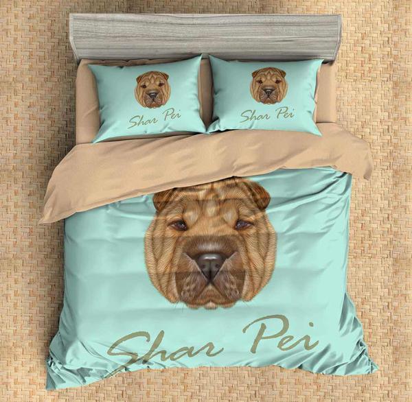 Shar Pei Duvet Cover and Pillowcase Set Bedding Set