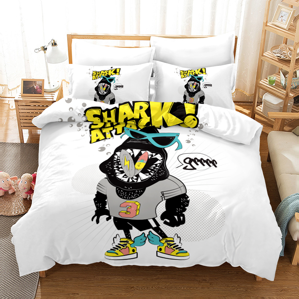 Shark Attack Duvet Cover and Pillowcase Set Bedding Set