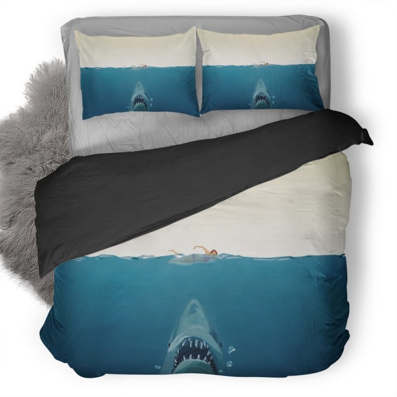 Shark Minimalism Art Image Duvet Cover and Pillowcase Set Bedding Set