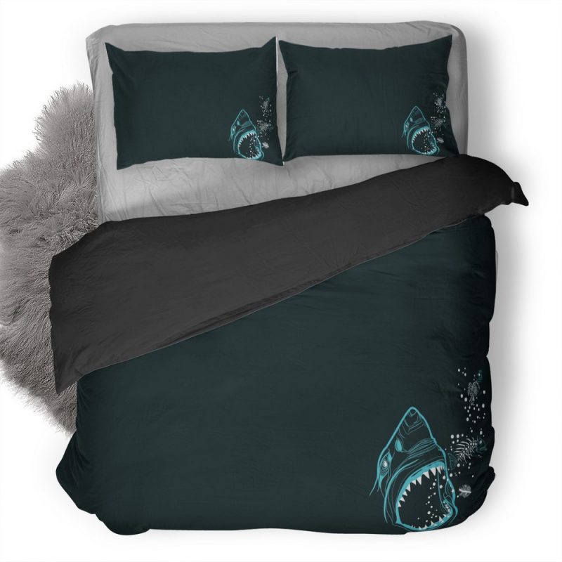 Shark Minimalism Wallpaper Duvet Cover and Pillowcase Set Bedding Set