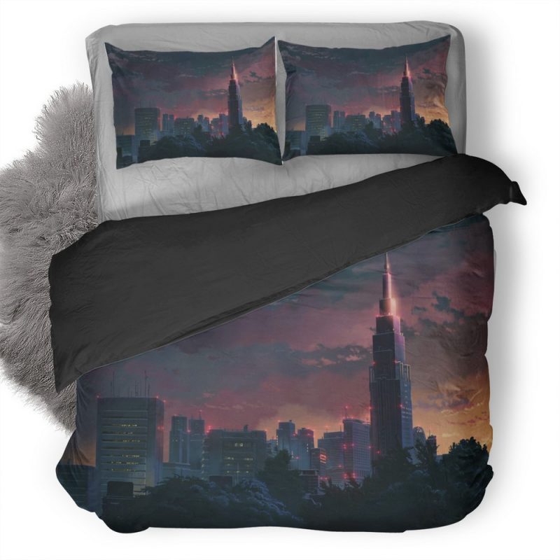 Shinjuku Tokyo Mimimal O8 Duvet Cover and Pillowcase Set Bedding Set