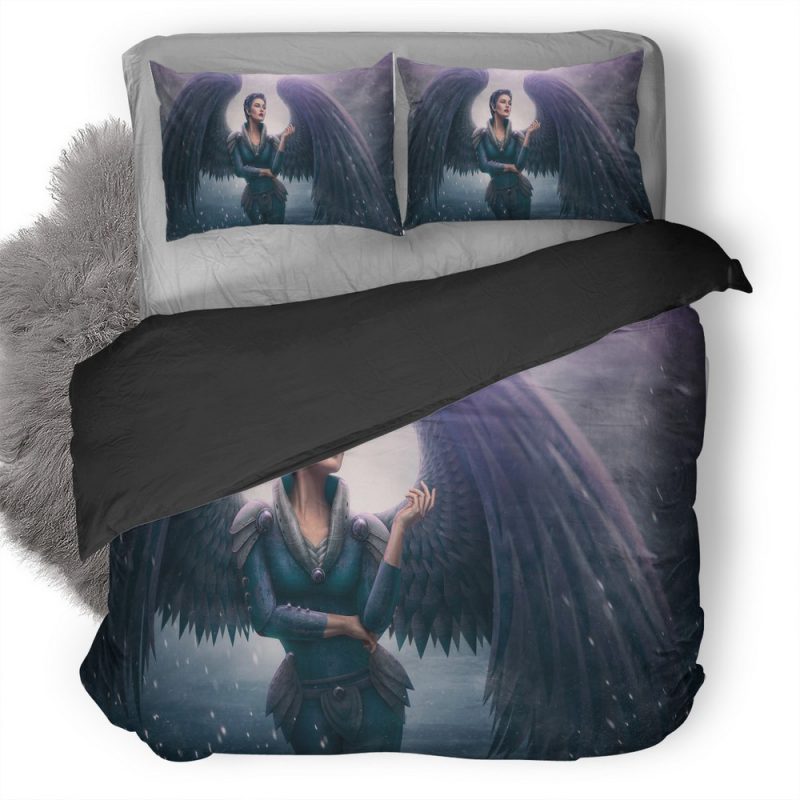 Shot Hair Angel With Wings Artwork E3 Duvet Cover and Pillowcase Set Bedding Set