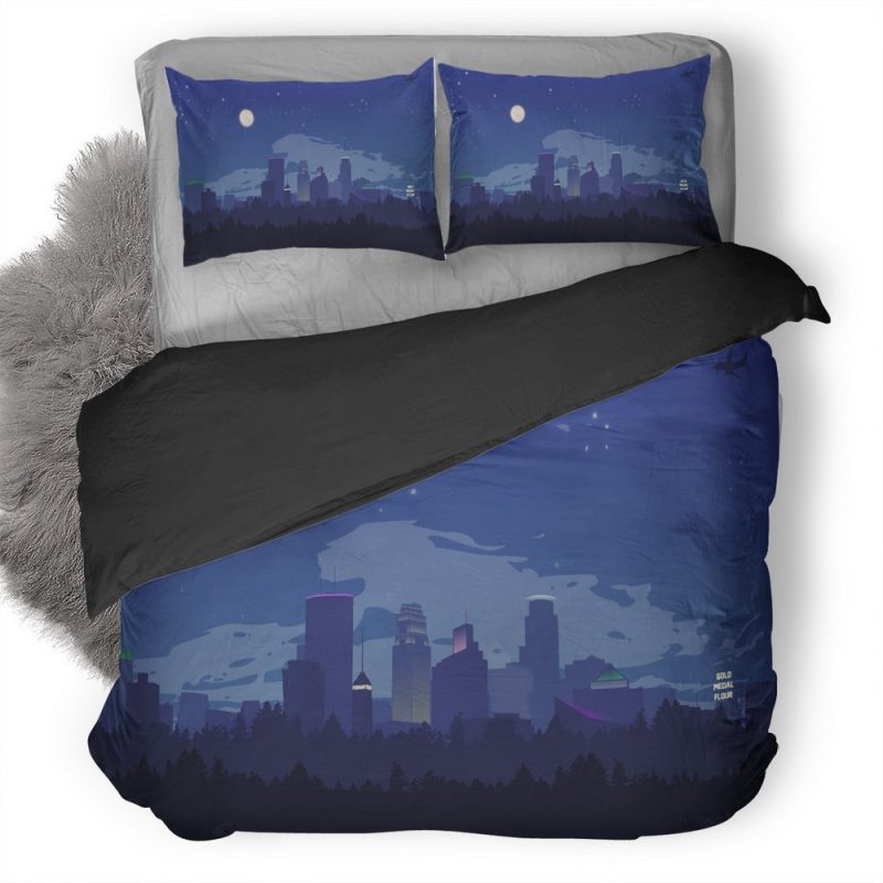 Silent Night In Minneapolis L1 Duvet Cover and Pillowcase Set Bedding Set