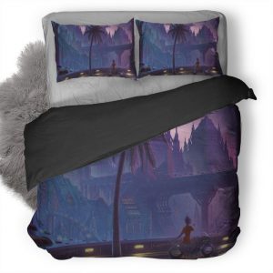 Sitting On Bike Futuristic City Tree Fantasy Digital Art Jl Duvet Cover and Pillowcase Set Bedding Set