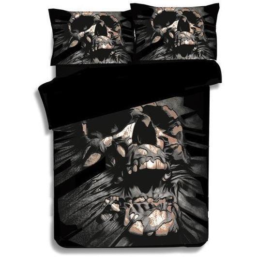 Skull Black Duvet Cover and Pillowcase Set Bedding Set 395