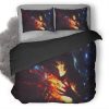 Skull Burning Hands Painting Digital Art 1O Duvet Cover and Pillowcase Set Bedding Set