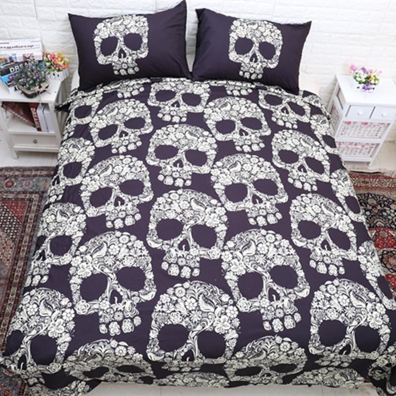 Skull Dark Brown Duvet Cover and Pillowcase Set Bedding Set