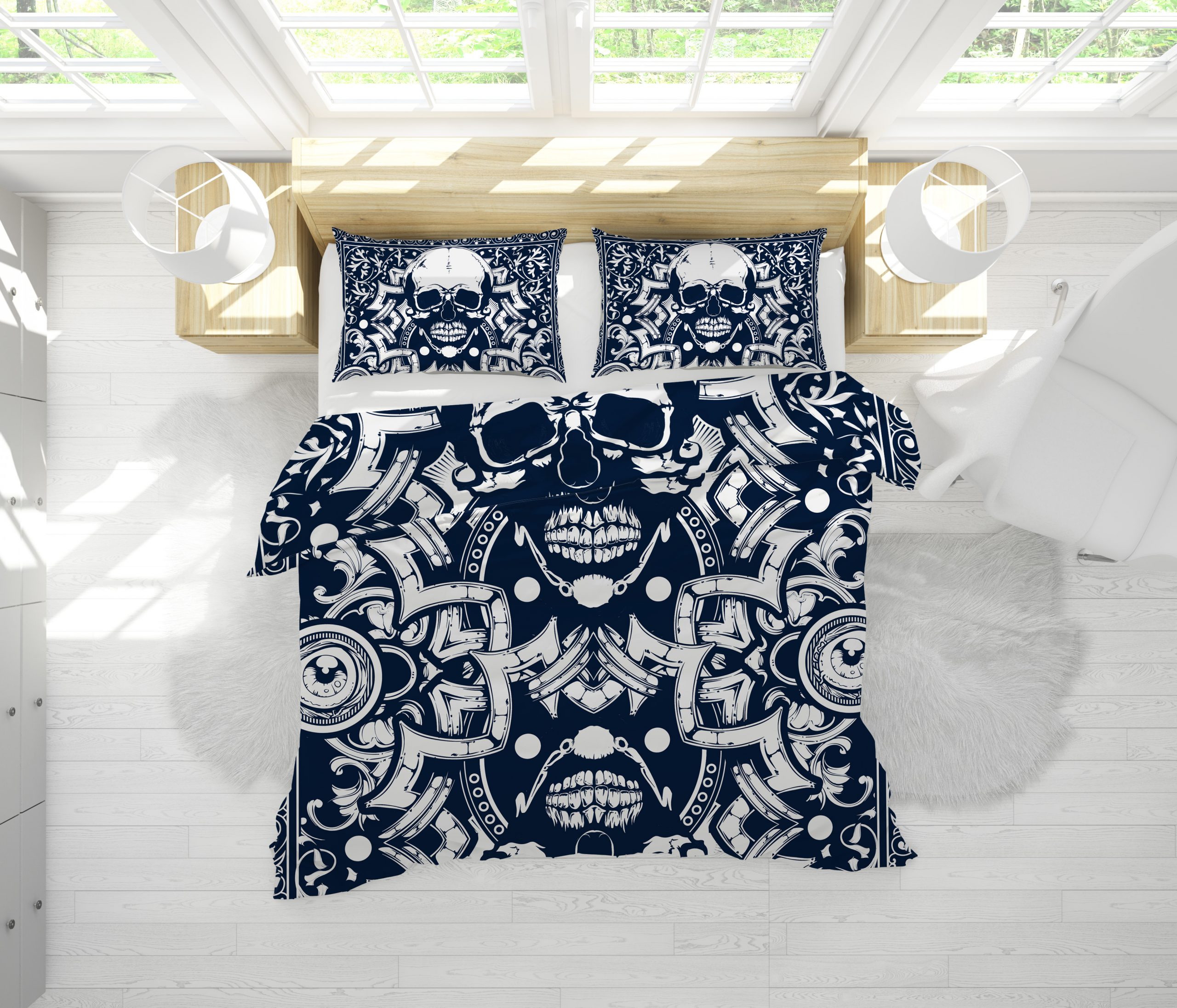 Skull Duvet Cover and Pillowcase Set Bedding Set 831